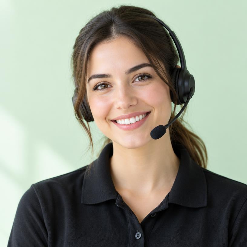 Asesora de Renuevo Motor con auriculares